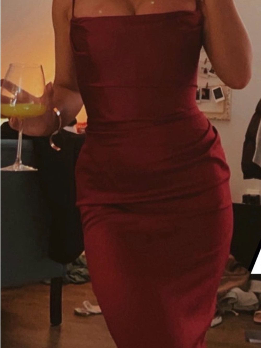 House of CB Burgundy Bodycon corset Dress